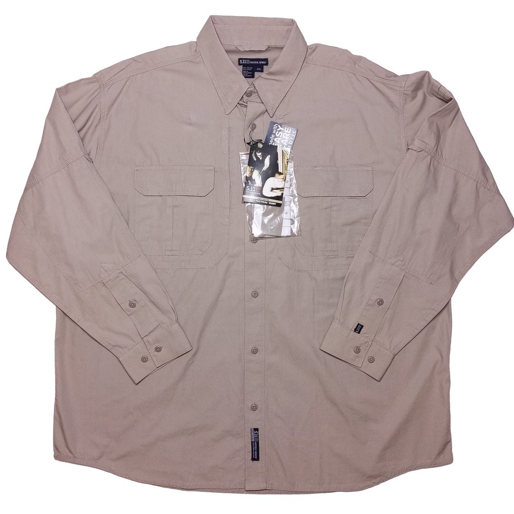 511 TACTICAL Long Sleeve Cotton Shirt 72157 Khaki Heavyweight Beige XXL 2XL